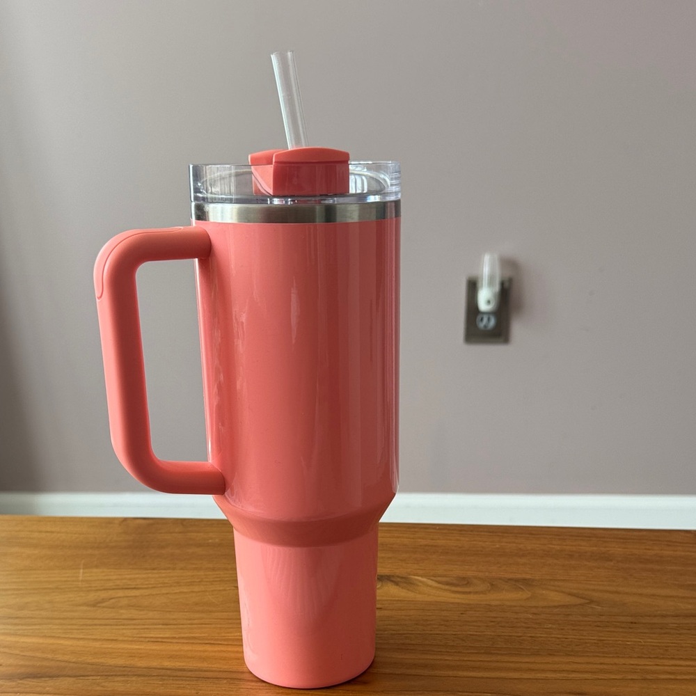 Stanley Coral Tumbler with Handle and Straw - Picture 3 of 3
